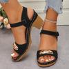 Metal Decor Women's Chunky Heel Sandals Summer 2025 Fashion Outdoor Beach Shoes Woman Lightweight High Heeled Casual Sandalias