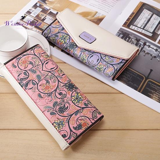 Женский кошелек в форме конверта, винтажный цветочный ромб с принтом, длинный, портативный, из искусственной кожи, большой емкости, с твердым швом, женский кошелек, сексуальная одежда для взрослых