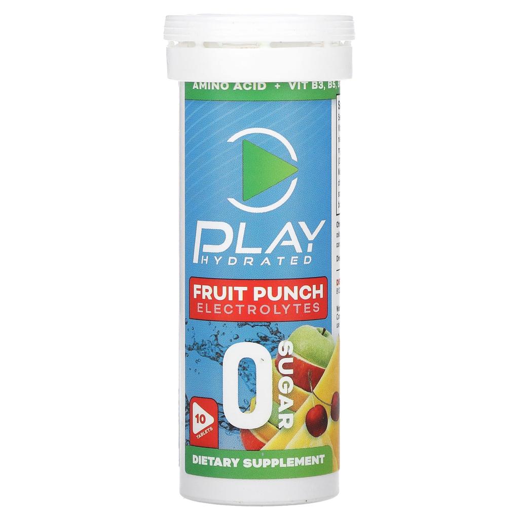 Play Hydrated Electrolytes, Fruit Punch Flavor, 10 Tablets