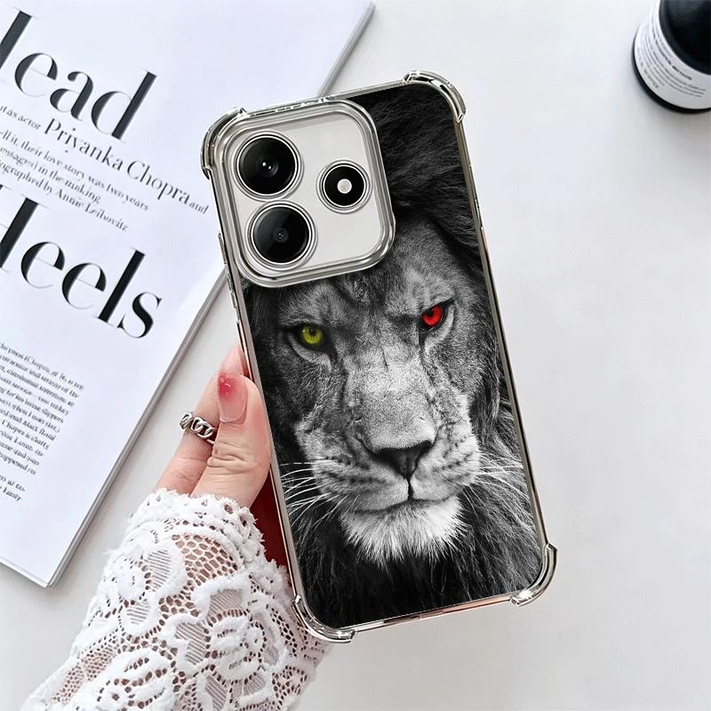 Lion Male Man King Plating Phone Case For Xiaomi Redmi Note 14 15 Pro Plus 13 12 11 11S 11T 10 9S 9 5G Anti-Fall Airabag Cover