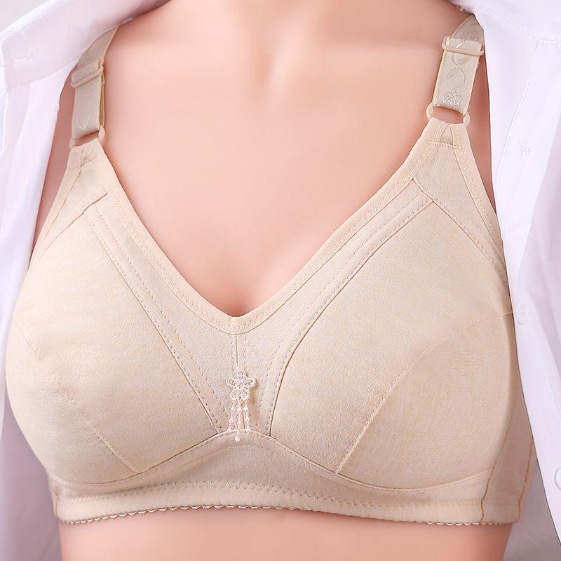 Full Cup Bra Without Steel Ring, Comfortable and Breathable Thin Cotton Underwear Gathering Loose Size Bras for Middle-aged and Elderly Pregnant Women