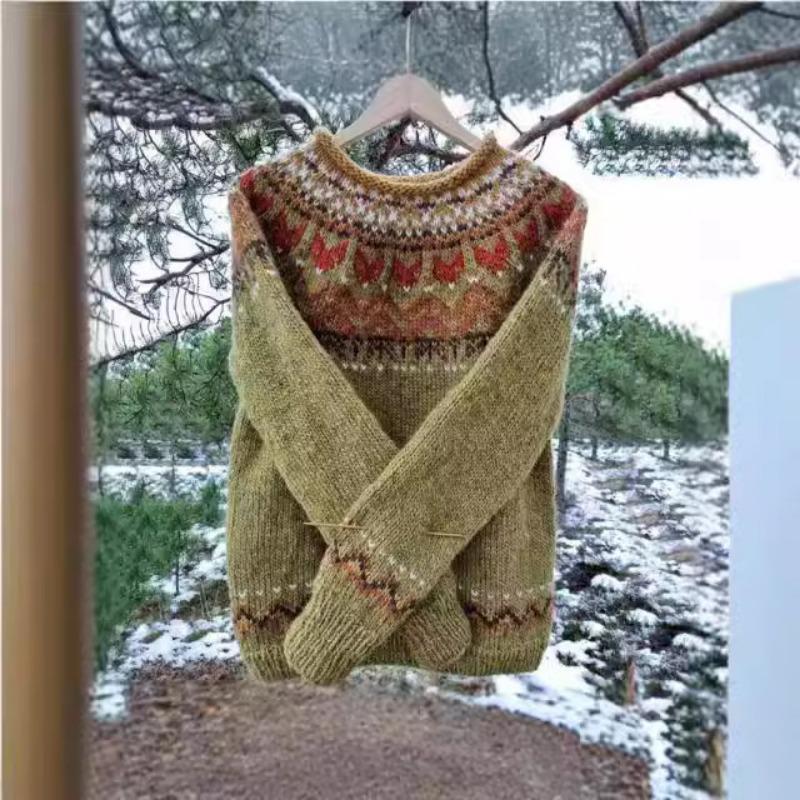 Женский пуловер модного кроя свободного силуэта с круглым вырезом и цветными блоками. Роскошный топ, удобный для носки, стройнящий и универсальный.