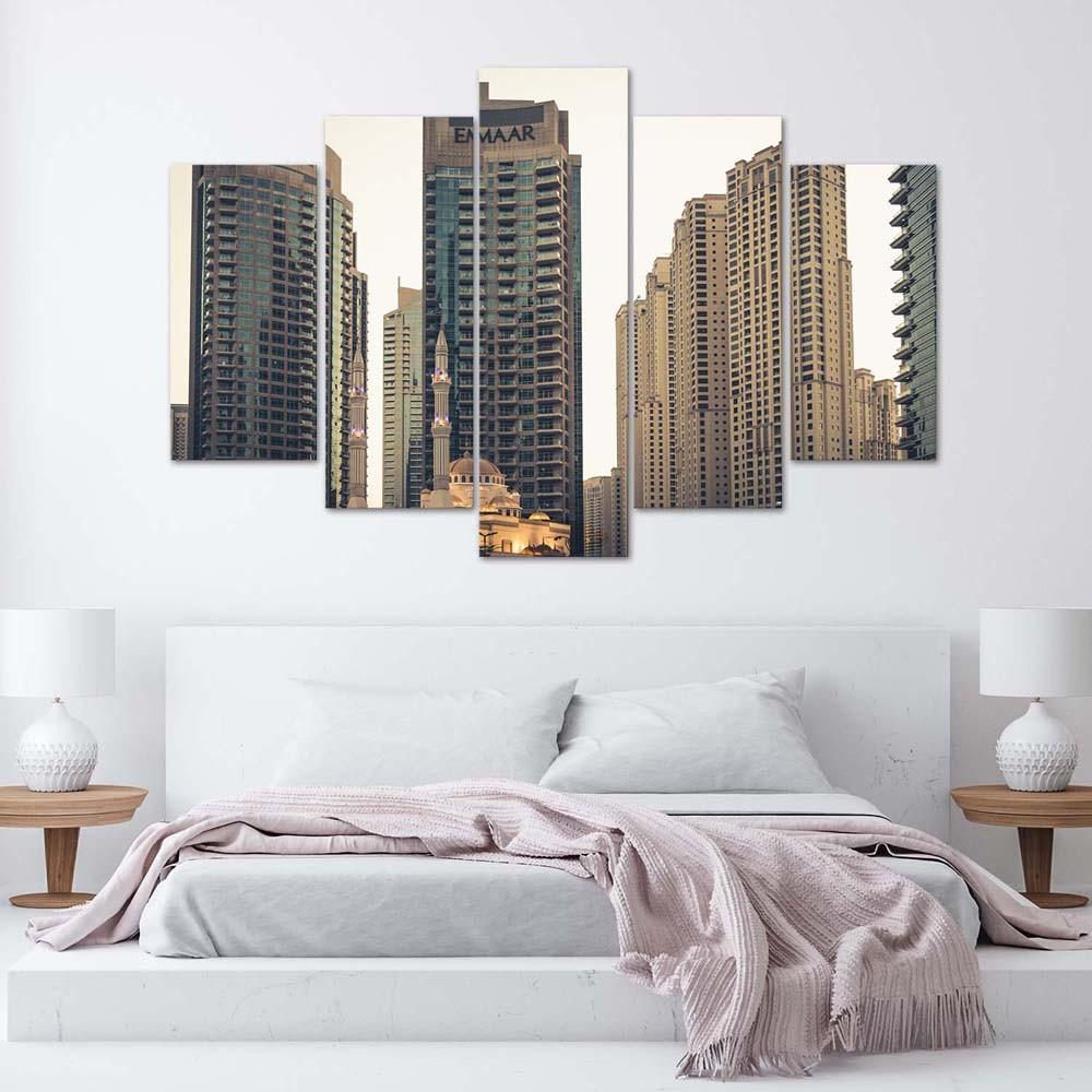 Five piece picture canvas print Dubai Skyline Skyscrapers