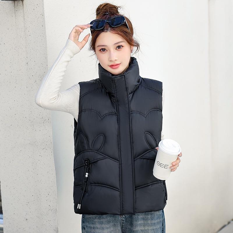 Down Cotton Vest Autumn and Winter New Women's Cotton Vest Loose Stand Collar Vest Sleeveless Cotton Vest