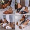 Женские тапочки на толстой танкетке — большой размер, круглый носок, без застежек, однотонные, сандалии с перекрестными ремешками