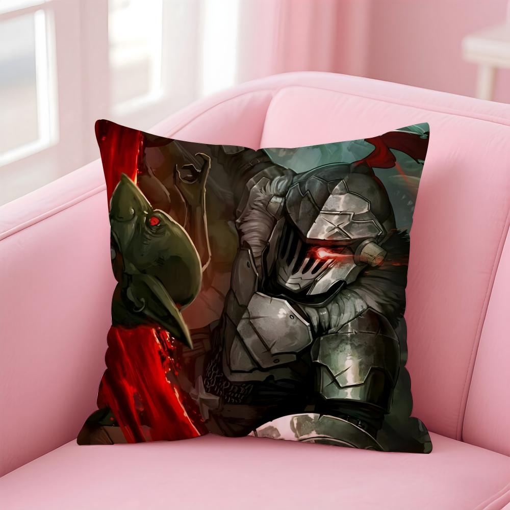 Handsome Anime Goblin SlayerCartoon Cushion Cover Pillow Case Soft Skin Friendly Fabric Concealed Zipper