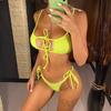 Сексуальное бразильское бикини в рубчик на шнуровке, женский купальник, женский купальник из двух частей, комплект бикини, купальный костюм для плавания