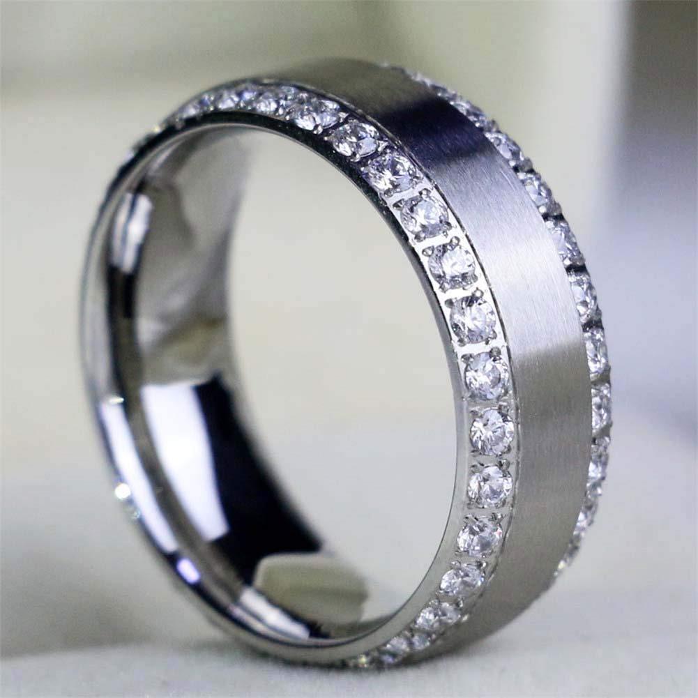 Charm Couple Rings Romantic Women Green Rhinestones Rings Set Trendy Men's Stainless Steel Rings Wedding Jewelry For Lover Gifts