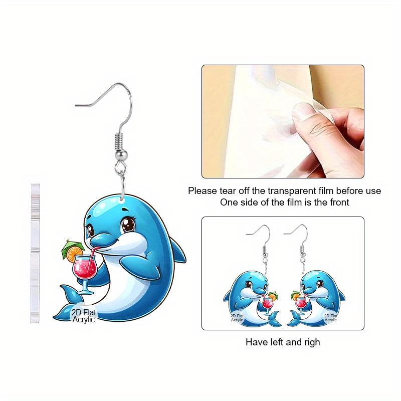 Vocation Прибрежные серьги-капли из акрила с дельфинами для женщин, серьги-капли в тропической пляжной тематике, дизайн для повседневной носки и вечеринок