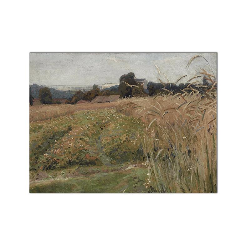 Country Nature Landscape Poster Oil Painting Vintage Canvas Print Country Green Wall Art Picture Farmhouse Room Decoration