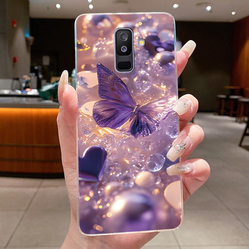 For Samsung A6+ A6 2018 SM-A605G A600F Back Cover For Samsung Galaxy A6 Plus 2018 Case Clear Fashion Butterfly Flower Phone Case