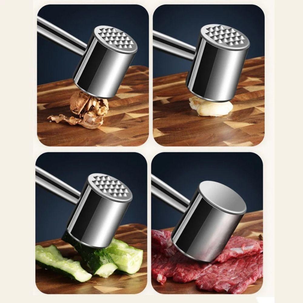 Double-side Meat Hammer Stainless Steel Steak Mallet Kitchen Beef Hitting Tool  Meat Preparation