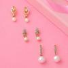 Estelle's Valentine's Day Gift for Her Gold Plated Pearl Earrings with Austrian Crystals for Women and Girls