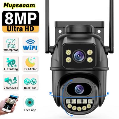 ICSEE 8MP 4K Двойная линза WIFI Камера видеонаблюдения Умный дом PTZ 360 Беспроводная Наружная HD Видео Безопасность IP-камеры CCTV Водонепроницаемая