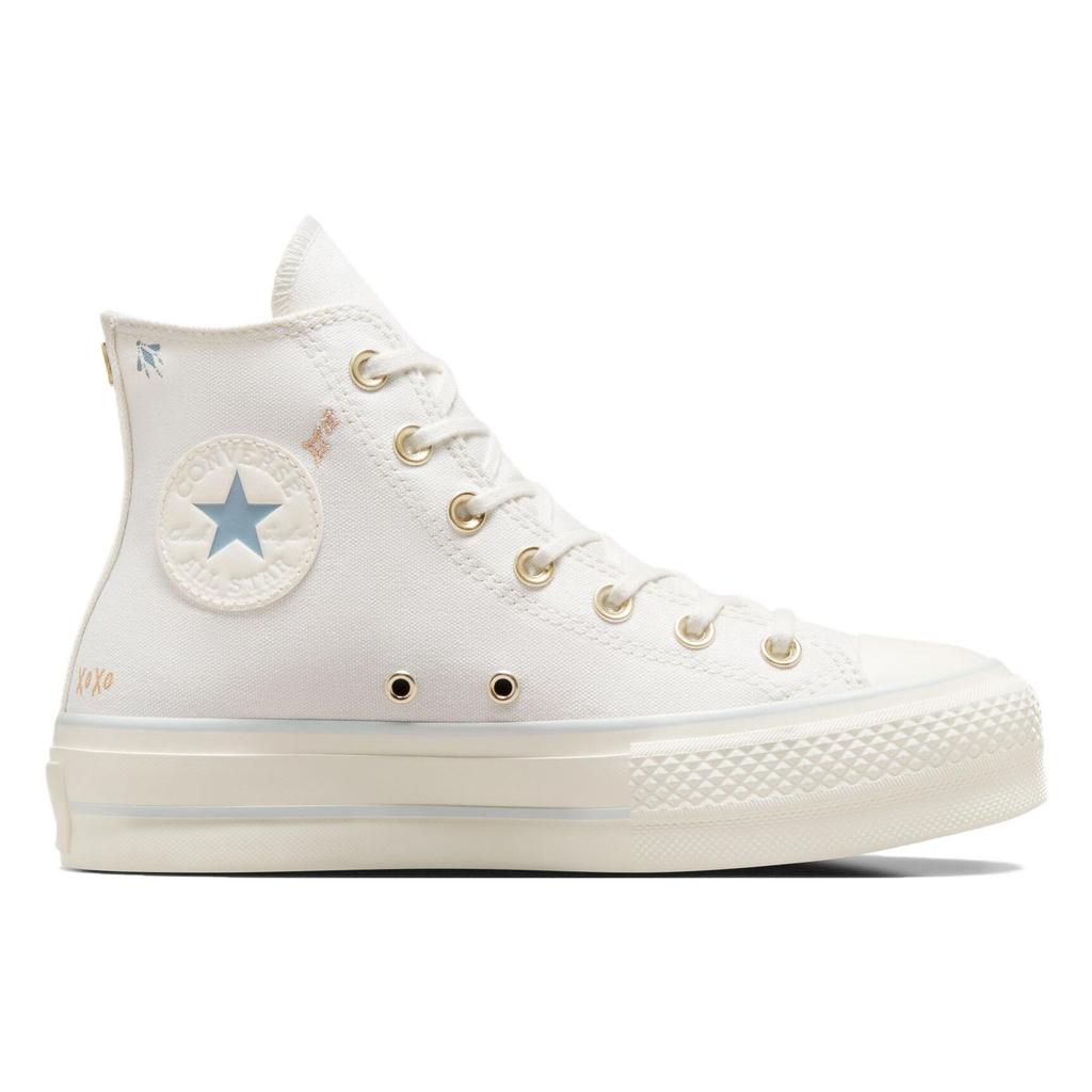 Converse Chuck Taylor All Star Lift Platform Высокие маленькие татуировки Женские кроссовки Кремовые винтажные белые коконово-синие A07135C