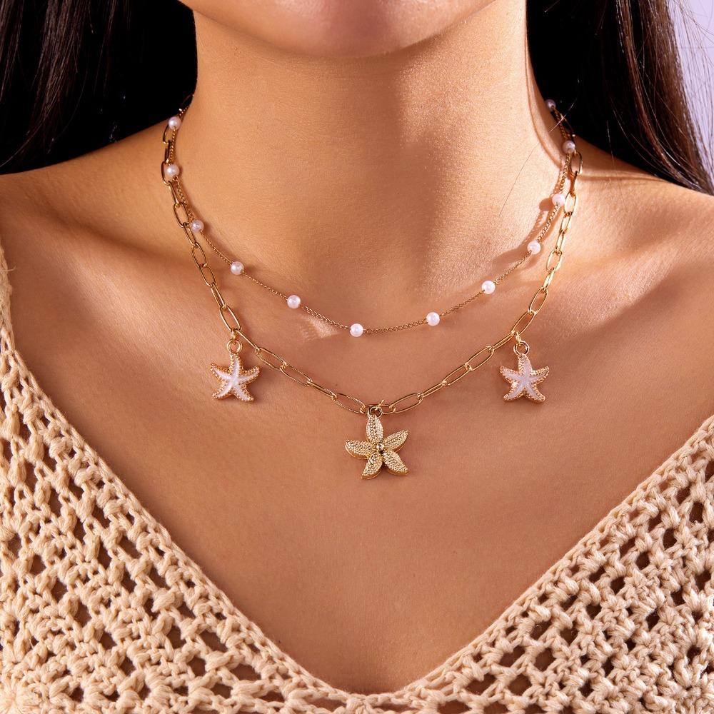 Ретро Темперамент Бохо Чокер Ювелирные изделия Многослойный дизайн Бусины Жемчужное ожерелье Женская мода