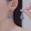 Trendy Christmas Tree Long Pendant Earrings High Temperament Fashion Zircon Jewelry Xmas Gift Collection Studs Party New Arrival