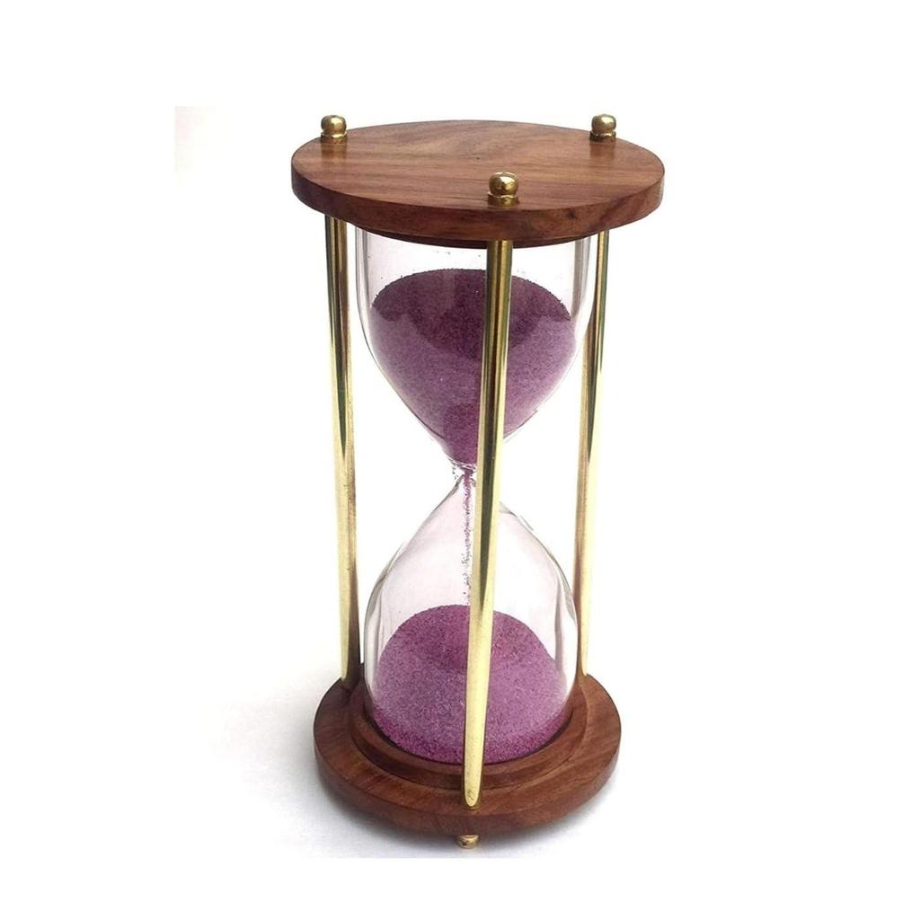 5-Minute Wooden & Brass Sand Timer – 12” Antique Hourglass Sand Clock for Home & Office Decor