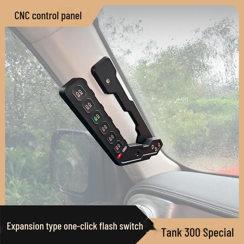 Внедорожный мод Tank 300: Поручень на стойку A с мощным светодиодным прожектором, беспроводным стробоскопом и пультом дистанционного управления.