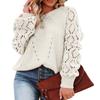 Solid Color Loose Top Women's Plus Size Autumn and Winter Hollow Floral Round Neck Sweater