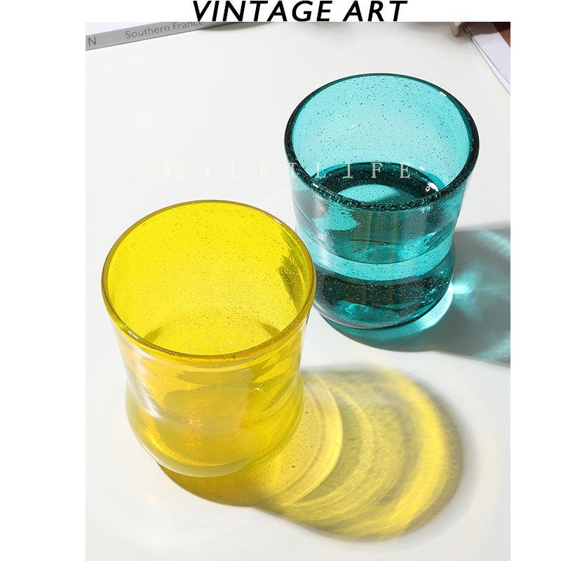 Colorful Glass Coffee Glass Cup Handmade Bubble Glass Wine Milk Juice Glass Water Cup