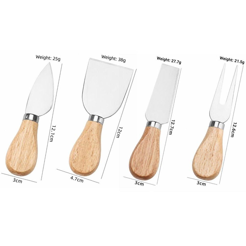 4PCS Wood Handle Cheese Knife Set Stainless Steel Cheese Cutter Set Cheese Serving Tool Kitchen