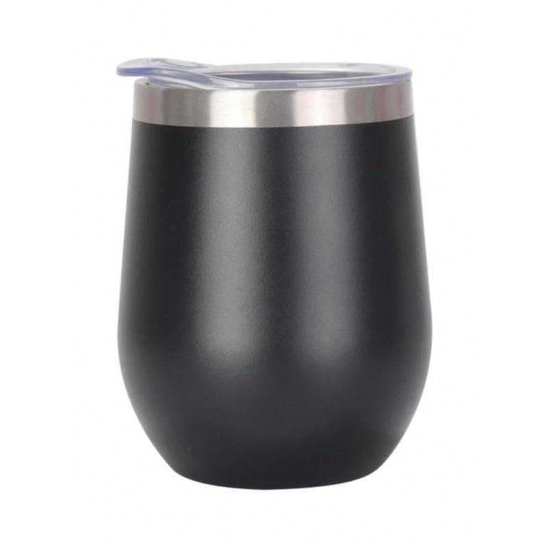 Wine Tumbler With Push Lid, Stemless Insulated Wine Glasses, Double Wall Vacuum Stainless Steel Travel Tumbler