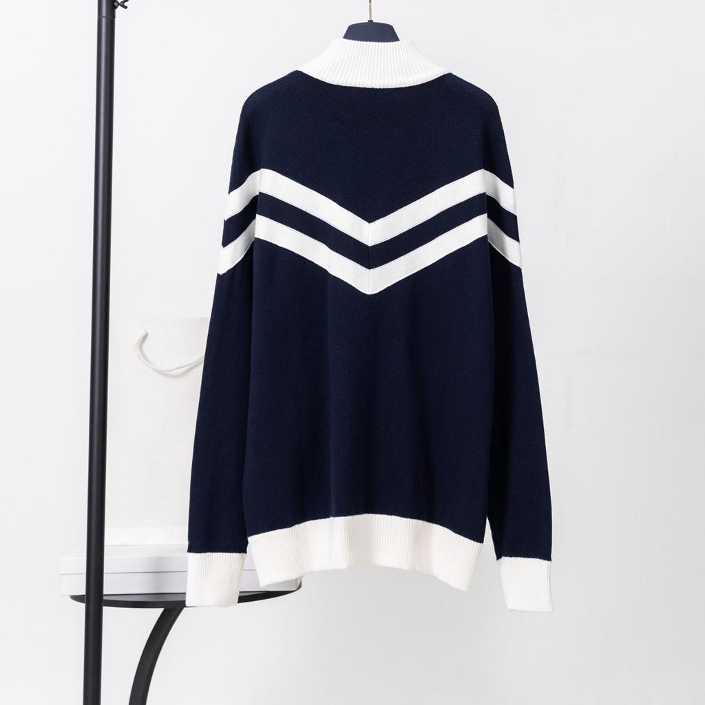 Академический вязаный кардиган с вышивкой LV 25SS - Унисекс, с длинным рукавом