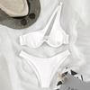 Женский летний модный сексуальный однотонный купальник бикини на одно плечо с разрезом на талии и регулируемыми бретелями