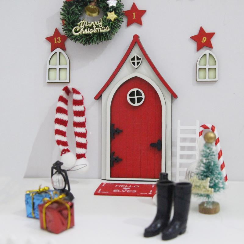 Dollhouse Mini Wooden Fairy Tale Door Dollhouse Gnome Door Model Miniature Garden Scene DIY Furniture Decoration Accessories