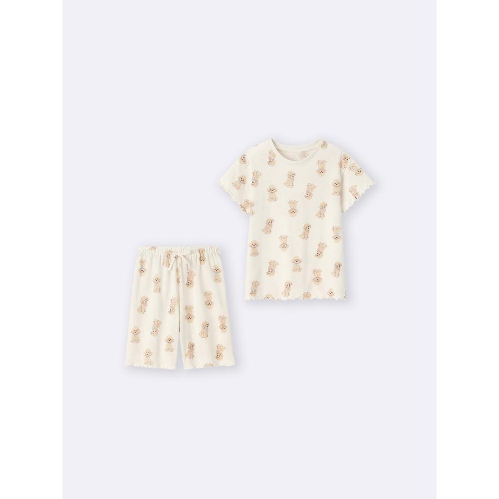 GU by Uniqlo Женский хлопковый домашний комплект  Короткие рукава   Шорты   Игрушечный пудель