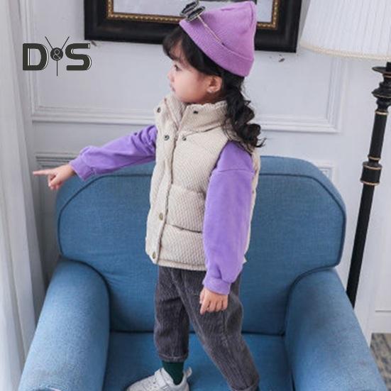 Детское зимнее пальто унисекс, толстый жилет без рукавов, застежка на молнию и пуговицы, с подкладкой, однотонный отложной воротник, спортивная повседневная жилетка, пальто