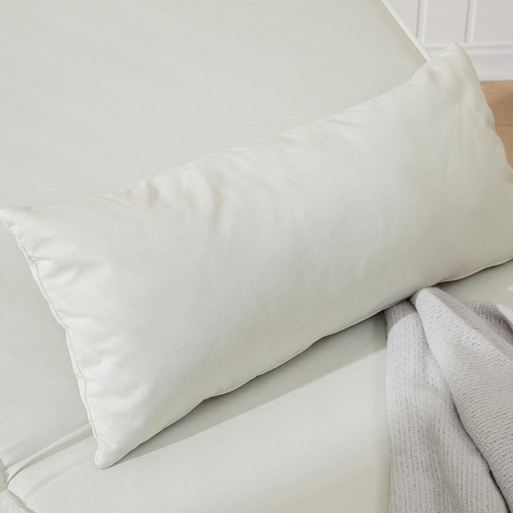 Single Sofa Bed Adjustable Backrest Lounger Nordic Scandinavian 25D Foam Home Linen-Imitation Rubberwood Cream White 94 x 78 x 80 cm