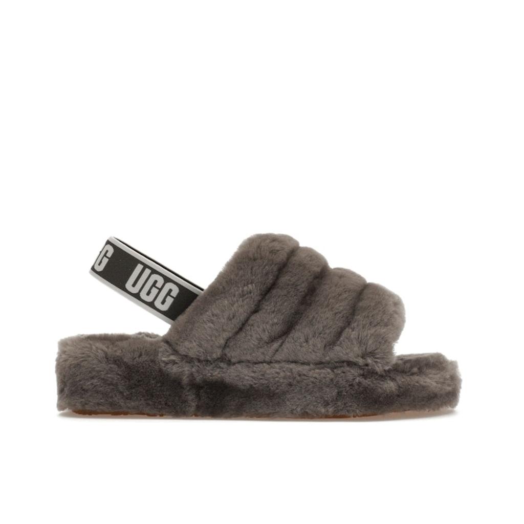UGG Fluff Yeah Slide Charcoal Women Sneakers Grey 1095119-CHRC