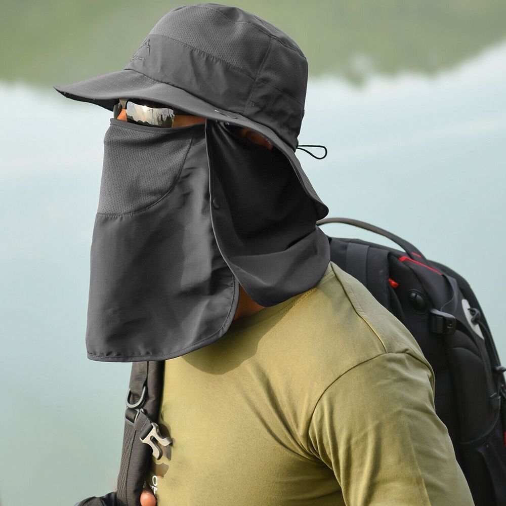 Oversized Brim Fishing Cap WithShawl Face Mask Hat High Quality Cycling Cap Neck Face Protection