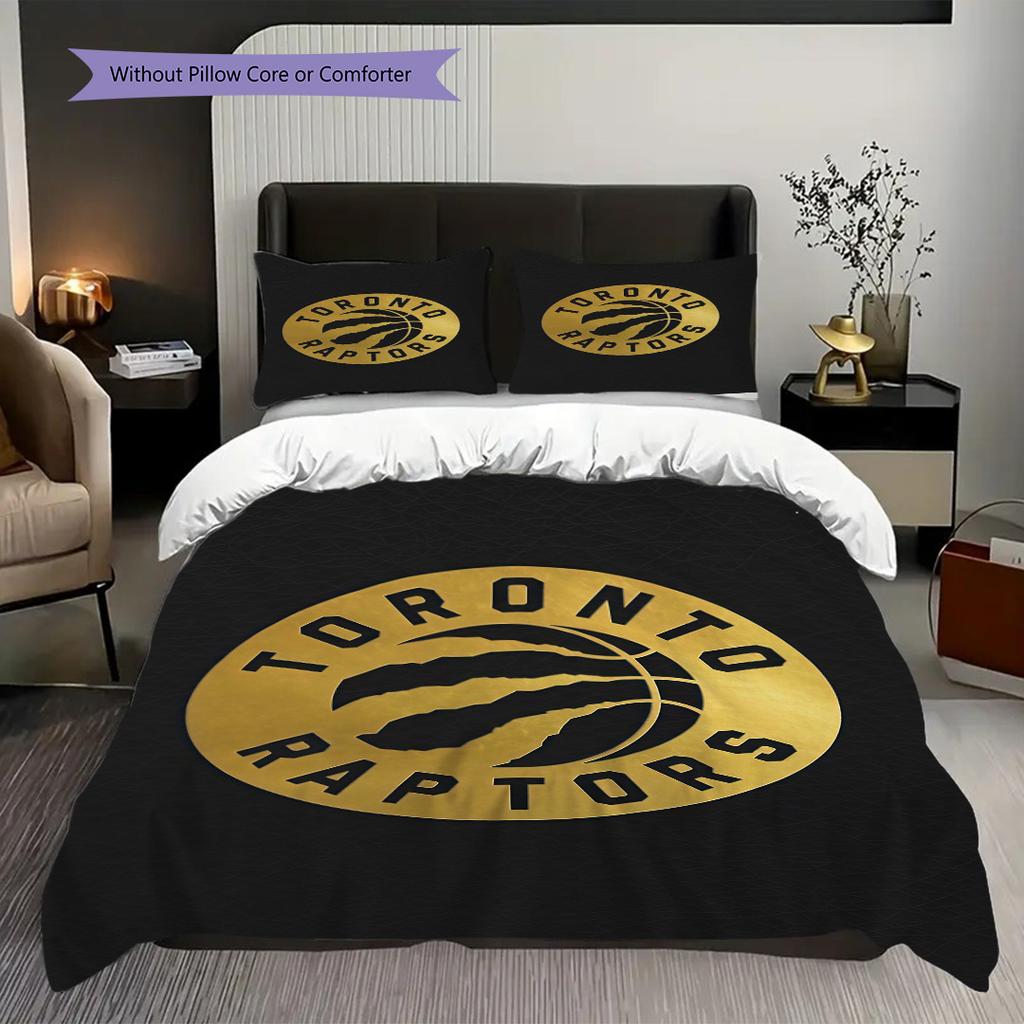 Toronto Raptors Basketball Spirit Three-piece set(1 * duvet cover + 2 * pillowcase, without core)Duvet cover and pillowcase Soft and comfortable