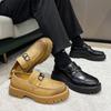 Осенние британские повседневные кожаные туфли мужские большого размера с одной педалью мужские туфли с большой головкой и толстой подошвой, увеличивающие высоту 2136-T