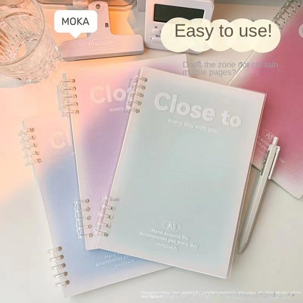 Simple Stationery A5/B5 Binder Notebook Horizontal Line Gradient Color Kawaii Loose-Leaf Notebook 60 Sheets PVC Cover