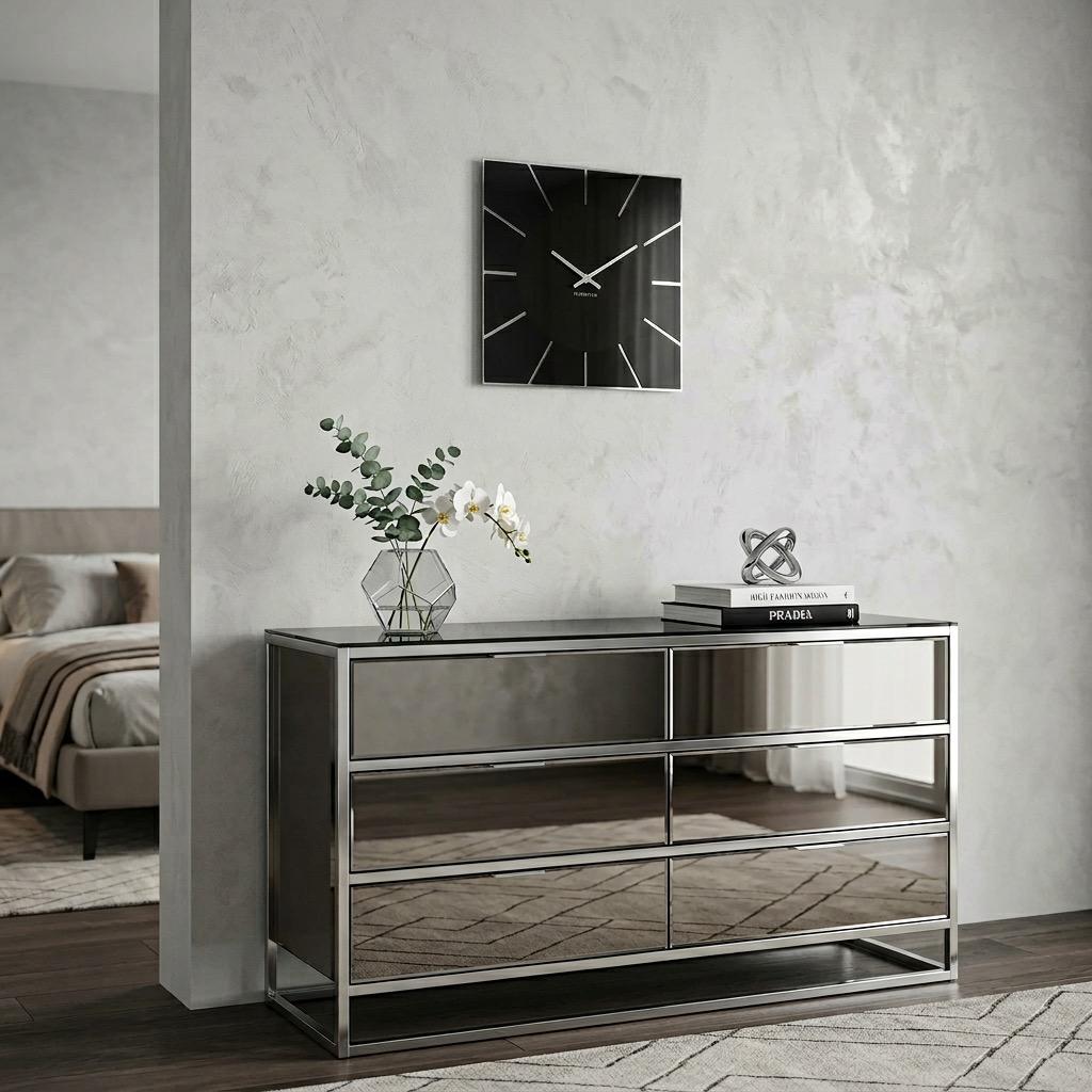 Black wall clock exact 30cm