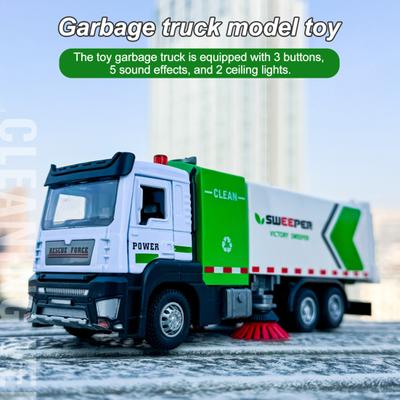 Музыкальная игрушка для мусора и санитарии со светом и весами грузовика, реалистичная модель подметальной машины, орнамент без батареи