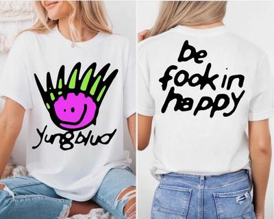 Концертная футболка Yungblud World Tour 2025 Be Fookin Happy Двусторонняя футболка