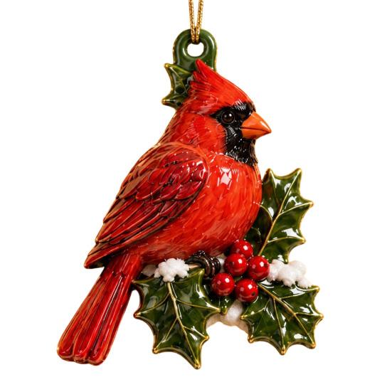 Christmas Tree Hanging Decorations Red Bird Ornament, Acrylic Decor for Holiday Gift Friends Holiday, Festive Pendant Home Party Fireplace, Lovers