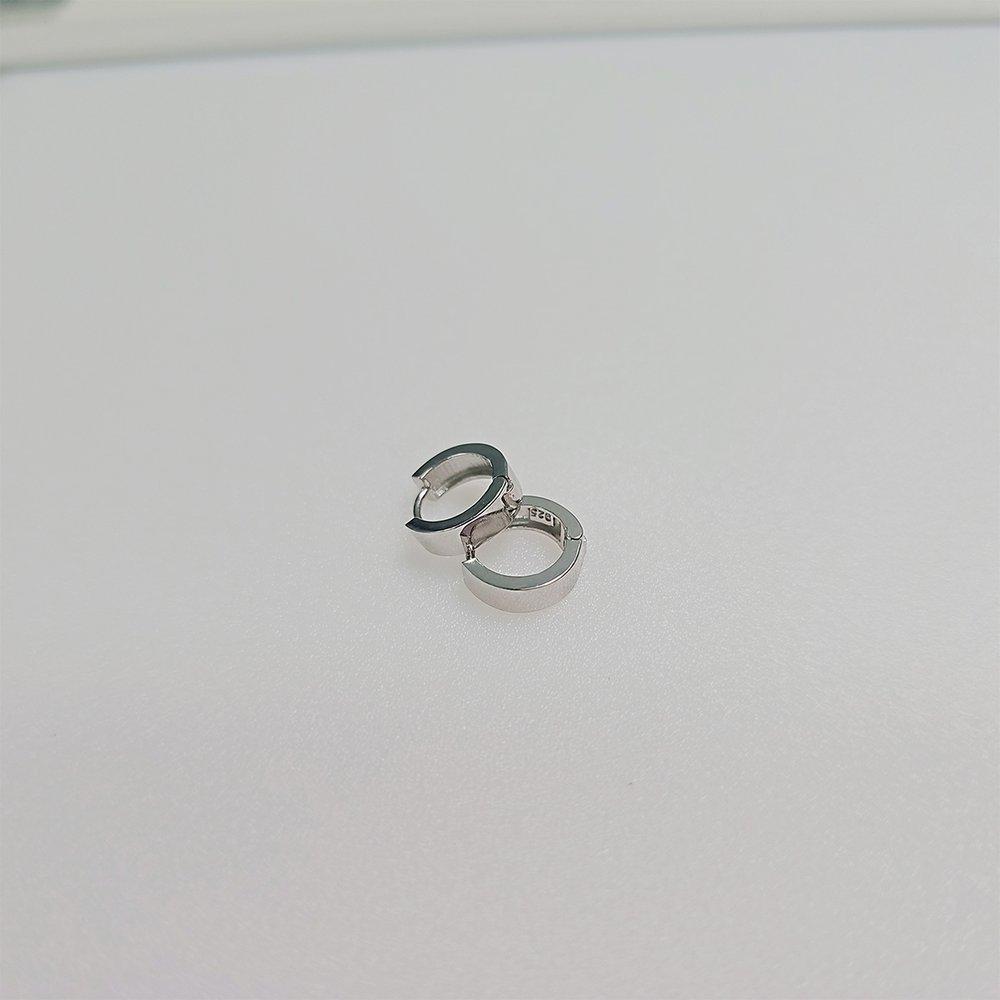 Silver Basic One-Touch Ring Earrings