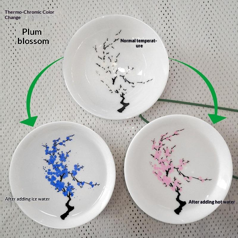 Color-changing Cup Heat-sensitive Color-changing Single Cup Hot and Cold Double-sensitive Color-changing Cup Plum Blossom Ceramic Cup Processing
