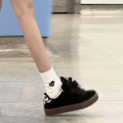 Нишевый хлеб ретро леопардовый принт низкие кеды черные модные шлепанцы мех универсальная пара повседневная обувь