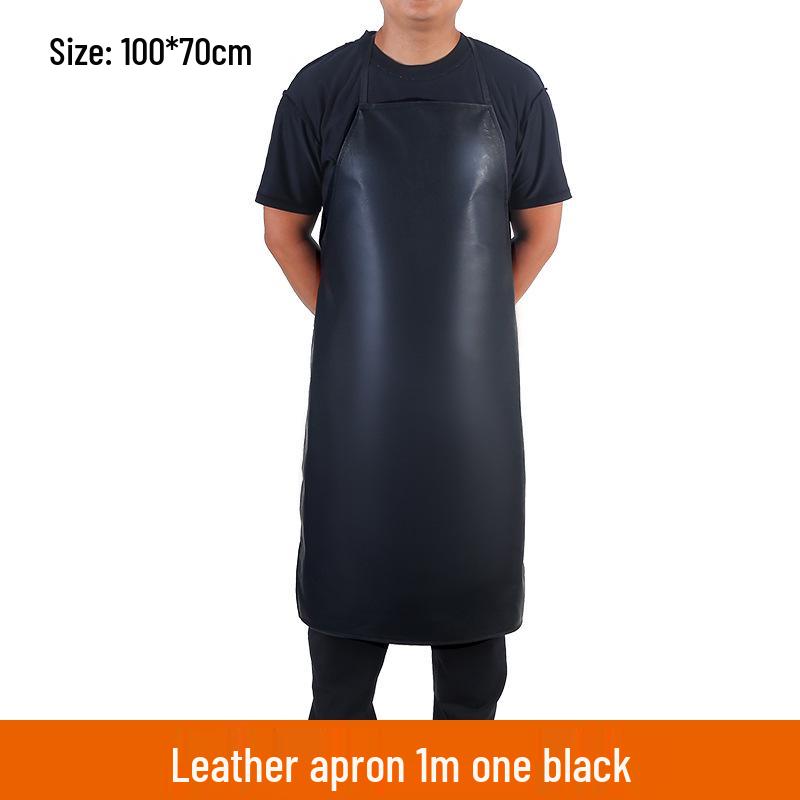 Водонепроницаемый и маслостойкий фартук из ПУ кожи - Удлиненный, Утолщенный, На шейной лямке, с завязками на талии для кухни и защиты труда