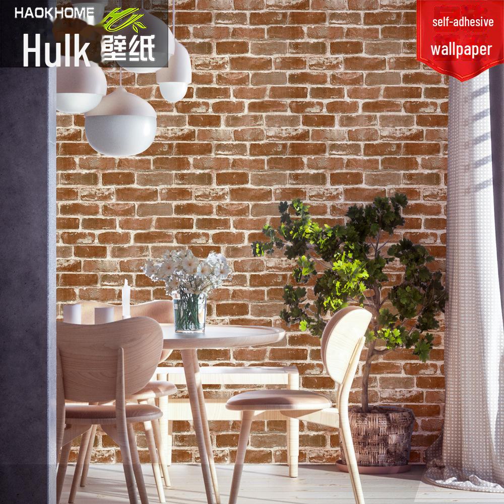 "Самоклеящиеся водонепроницаемые обои из ПВХ толщиной 3 м с кирпичным узором": «Ретро-дизайн из красного кирпича для ресторанов и реконструкций»