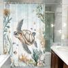 Sea Turtle Pattern Shower Curtain With 12 Hooks For Room, Home, Hotel, Laundry Washable Bathroom One Piece