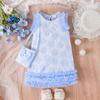 Children's Princess Dress Summer Girls Mesh Sleeve Cake Dress + Crossbody Bag