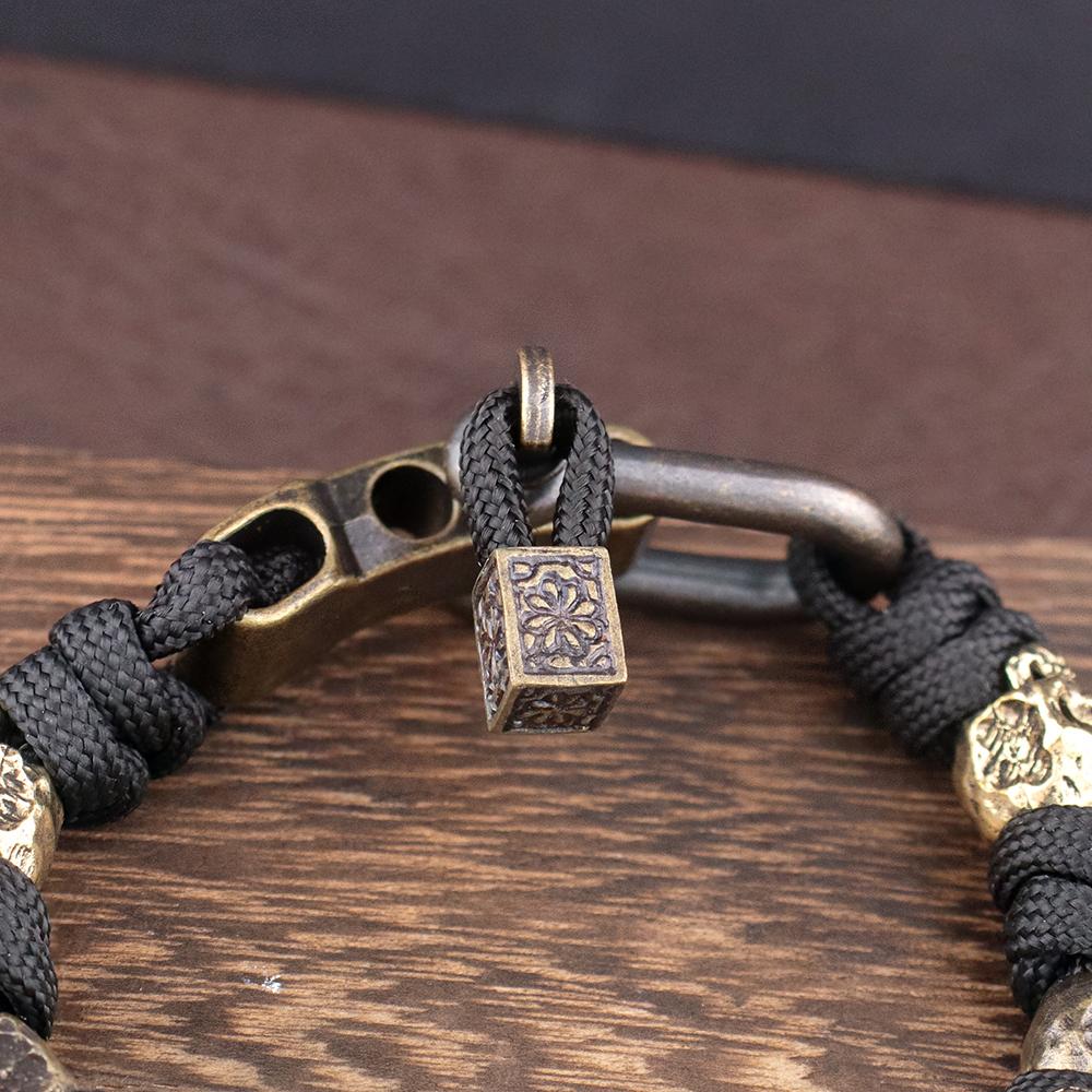 Мужской винтажный плетеный браслет из паракорда Skull Army с черепами, готический регулируемый браслет-рукоплетение, ювелирное изделие в подарок